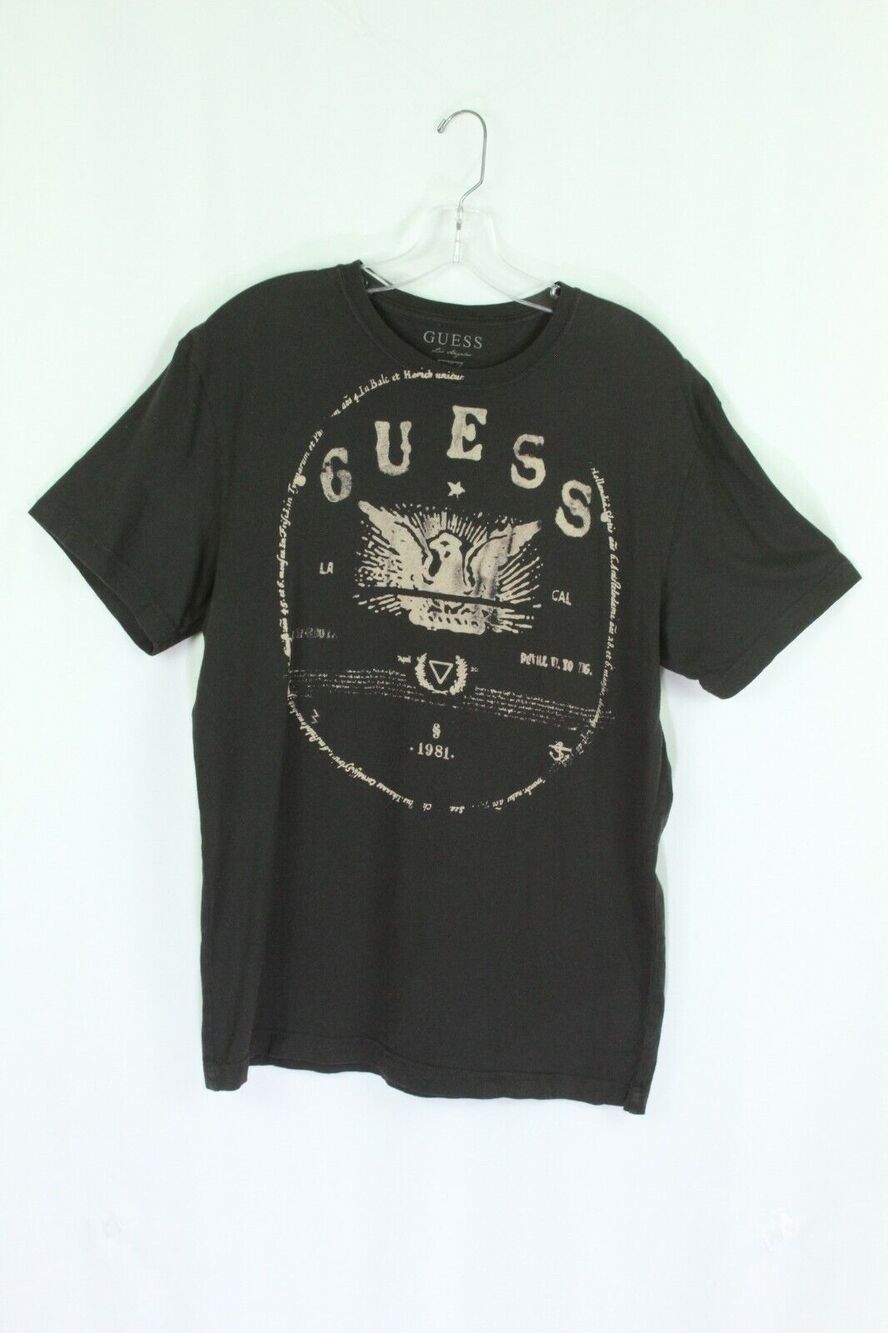 Guess T-Shirt Top Medium Brown Mens Eagle Logo Short Sleeve